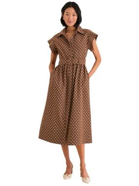 NEW Tuckernuck Chloe dress. Cocoa Dot. L. NWT